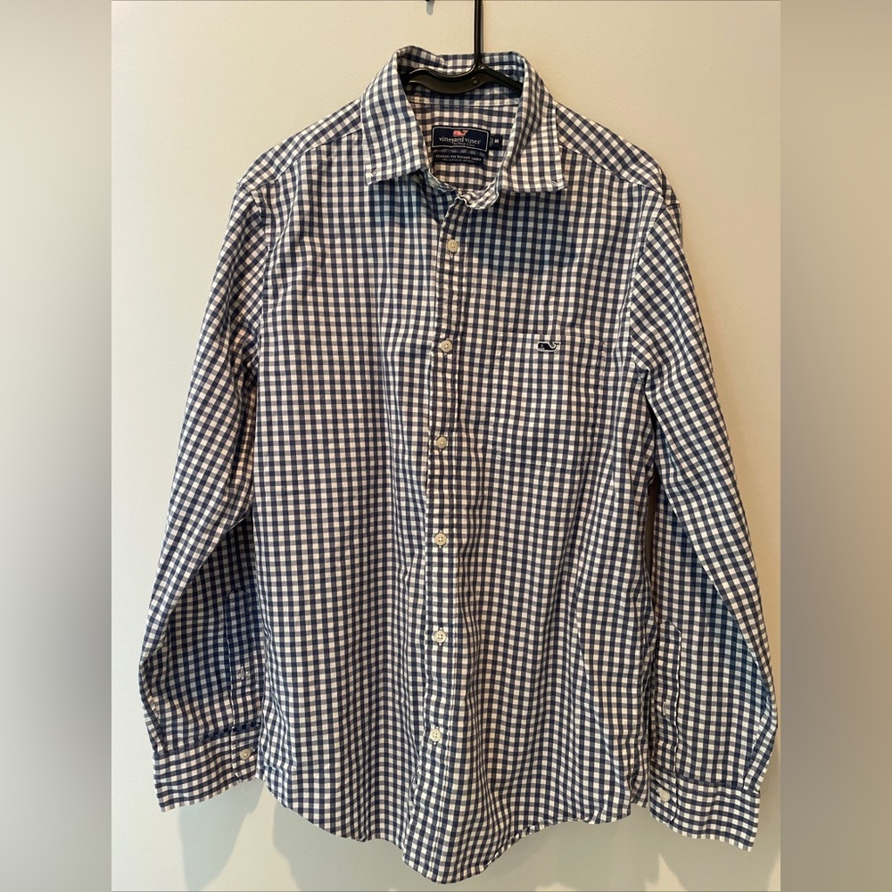 Vineyard Vines Mens Classic Fit Tucker Long Sleeve Button Shirt Blue & White Med